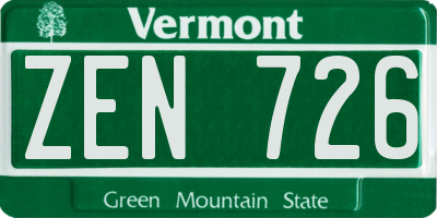 VT license plate ZEN726