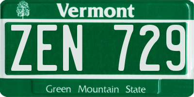 VT license plate ZEN729
