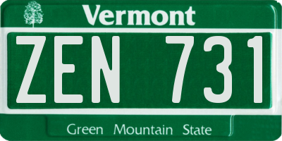 VT license plate ZEN731