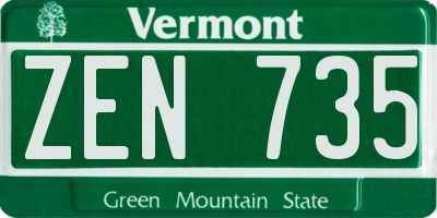 VT license plate ZEN735