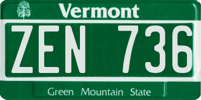 VT license plate ZEN736