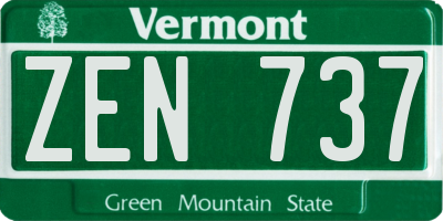 VT license plate ZEN737