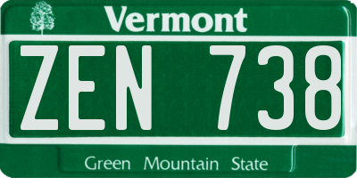 VT license plate ZEN738