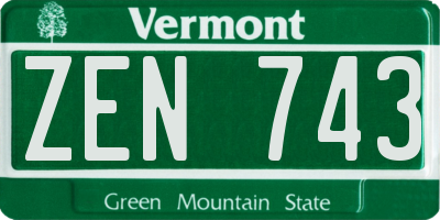 VT license plate ZEN743
