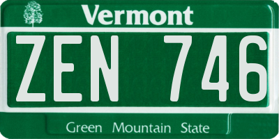 VT license plate ZEN746