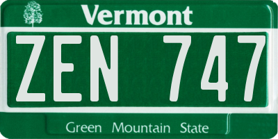 VT license plate ZEN747
