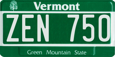 VT license plate ZEN750