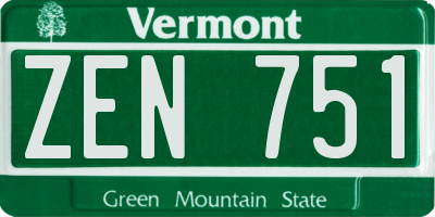 VT license plate ZEN751