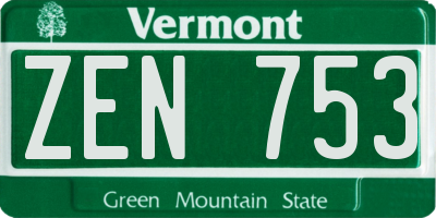 VT license plate ZEN753