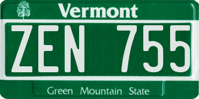 VT license plate ZEN755