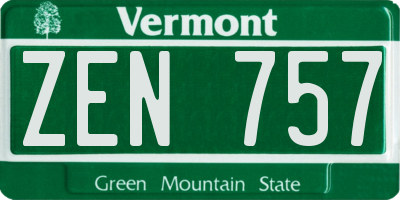 VT license plate ZEN757