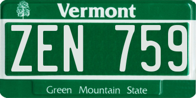 VT license plate ZEN759