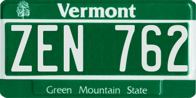 VT license plate ZEN762