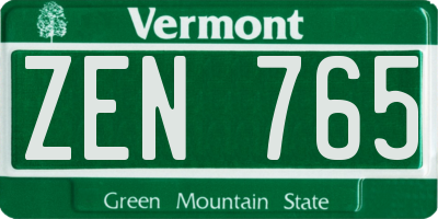 VT license plate ZEN765