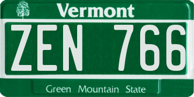 VT license plate ZEN766