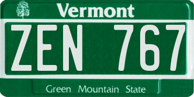 VT license plate ZEN767