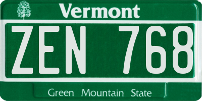 VT license plate ZEN768