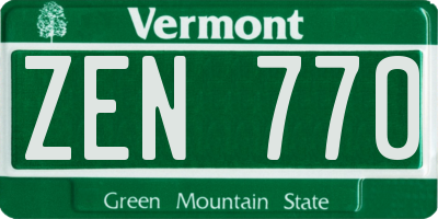 VT license plate ZEN770