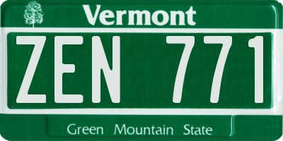 VT license plate ZEN771