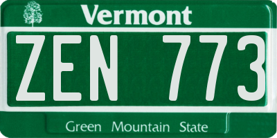VT license plate ZEN773
