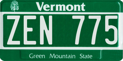 VT license plate ZEN775