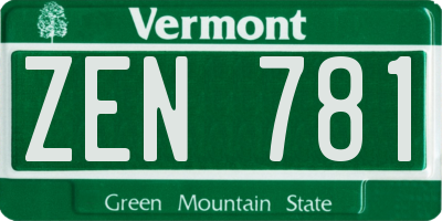 VT license plate ZEN781