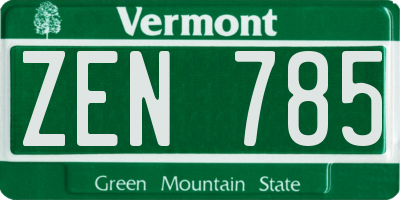 VT license plate ZEN785
