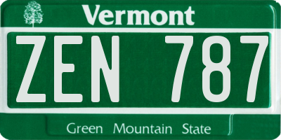 VT license plate ZEN787