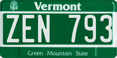 VT license plate ZEN793