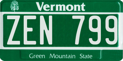 VT license plate ZEN799