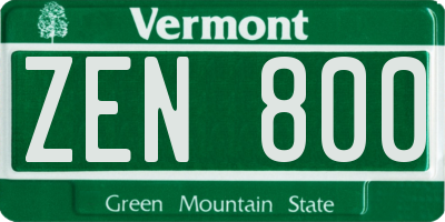 VT license plate ZEN800
