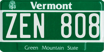 VT license plate ZEN808