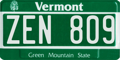 VT license plate ZEN809