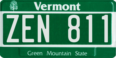 VT license plate ZEN811