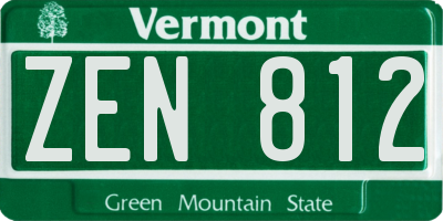 VT license plate ZEN812