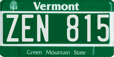 VT license plate ZEN815