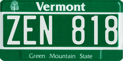 VT license plate ZEN818