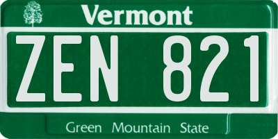 VT license plate ZEN821