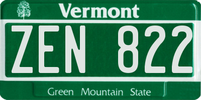 VT license plate ZEN822