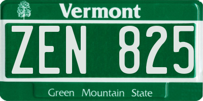 VT license plate ZEN825