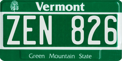 VT license plate ZEN826