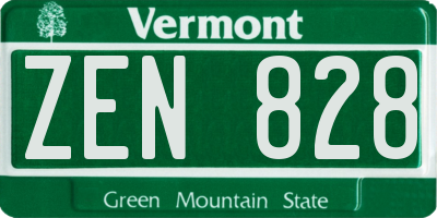 VT license plate ZEN828