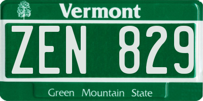 VT license plate ZEN829