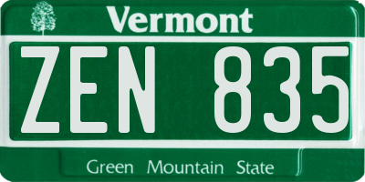 VT license plate ZEN835