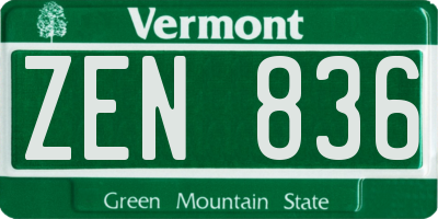 VT license plate ZEN836