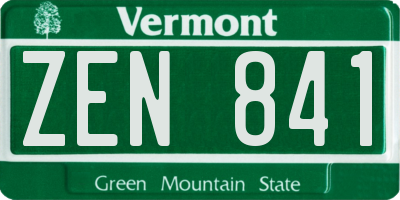 VT license plate ZEN841