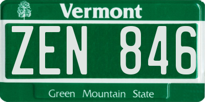 VT license plate ZEN846
