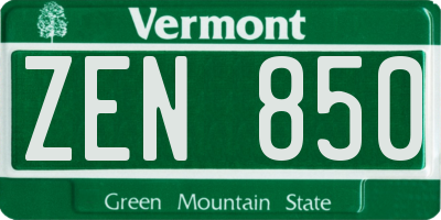 VT license plate ZEN850