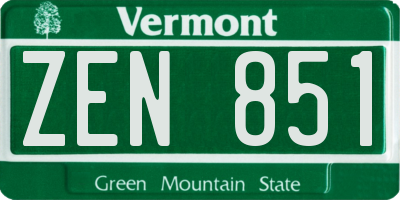 VT license plate ZEN851