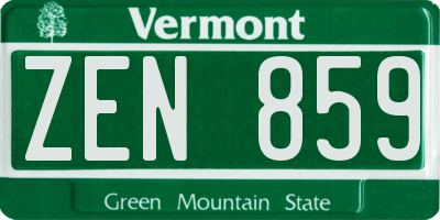 VT license plate ZEN859